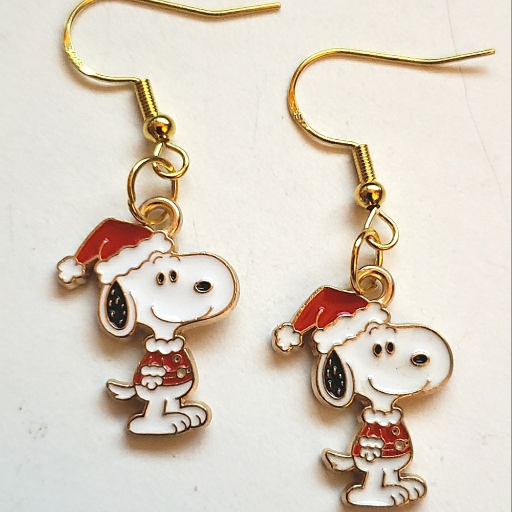 Handmade Peanuts Charlie Brown Christmas Santa Snoopy Earrings